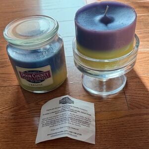 Door Country Candle Company Ukraine Purple and Yellow Pair Of Candles